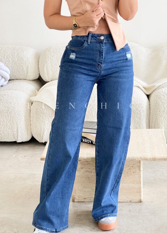 Jeans Wide Leg Con detalle Alessa